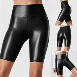 Women High Waist Faux Leather Shorts Sexy Slim Solid Black Summer Short Pants Casual Fashion Elastic PU Shorts