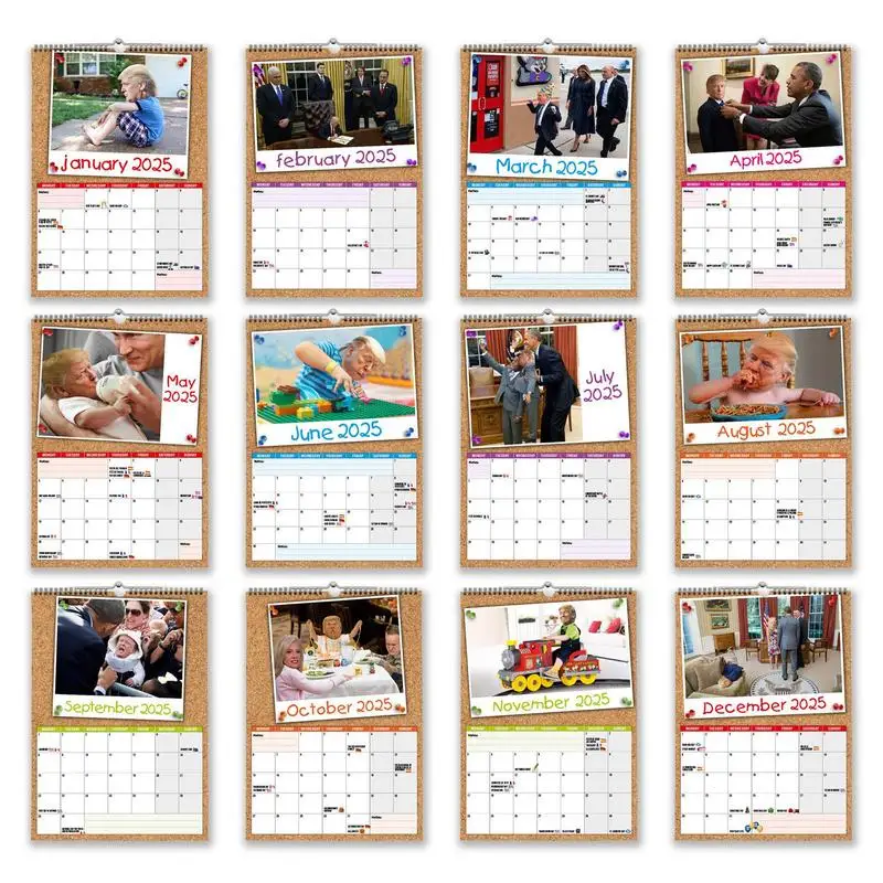 Calendrier mural familial avec images miniatures amusantes, calendrier mensuel, appareils électroménagers de motivation, licence, 2025