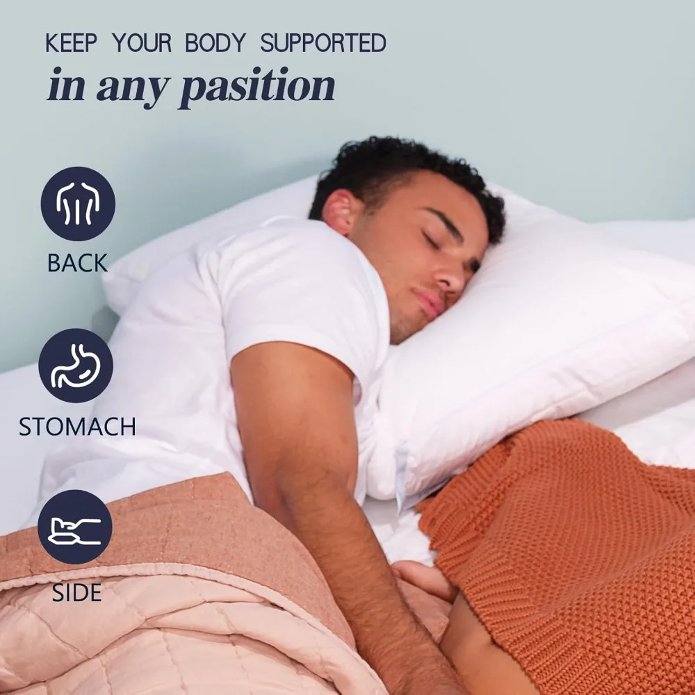 Cooling Adjustable Pillow Set of 2 for Side, Back, Stomach Sleepers - Soft Firm Support with Temperature Control