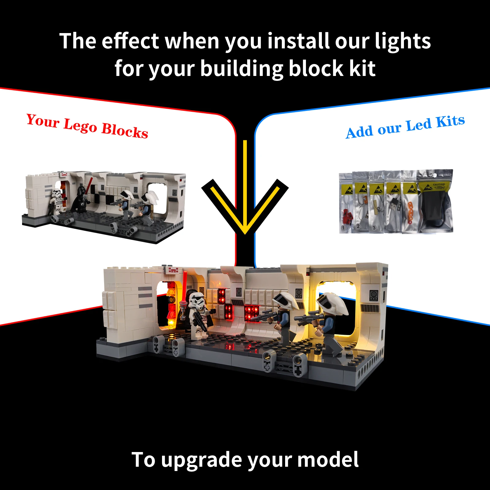 مجموعة إضاءة LED بدون نموذج مناسبة لصعود LEGO Star War The Tantive IV 75387 (باستثناء مكعبات البناء)