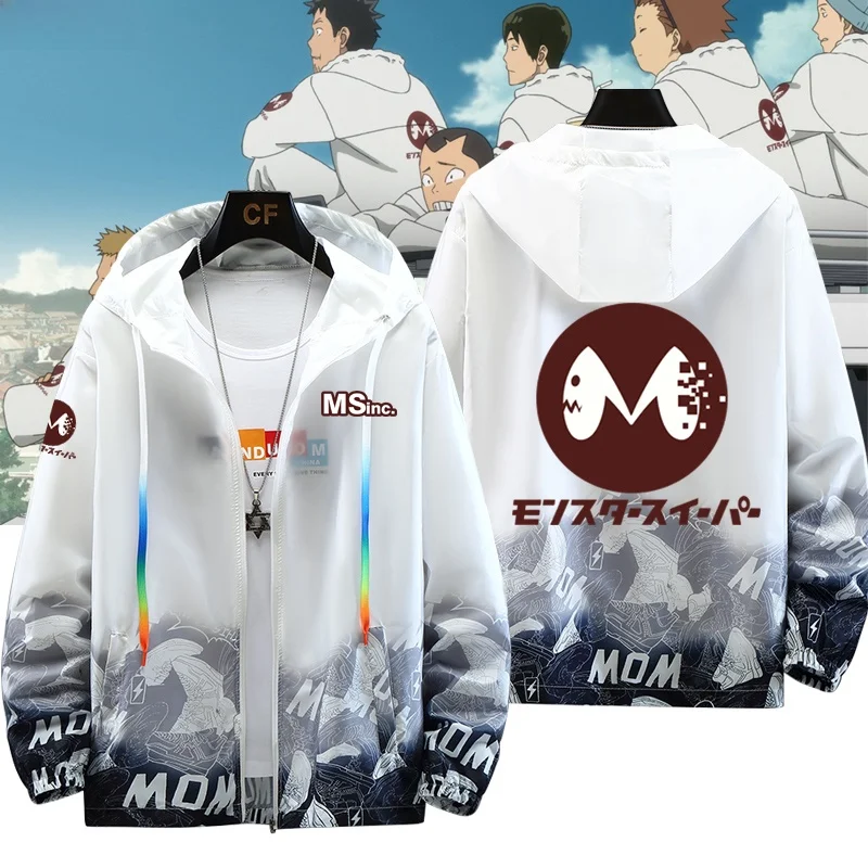Anime Themed Anti-UV Work Uniform Jacket Unisex Summer Lightweight Polyester Casual Coat with Hood for Men And Women