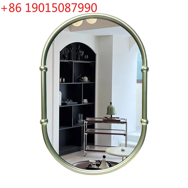 

French American retro oval makeup mirror light luxury bathroom dressing wall decoration bathroom bathroom mirror