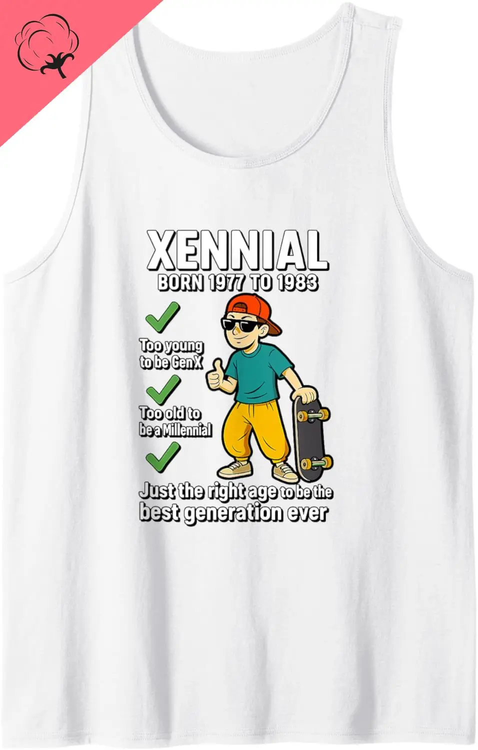 Xennial Born 1977 To 1983 Funny Nostalgia Tank Top Sweatshirt Sleeveless Soft Cute Sleeveless Cotton Shirt Holiday