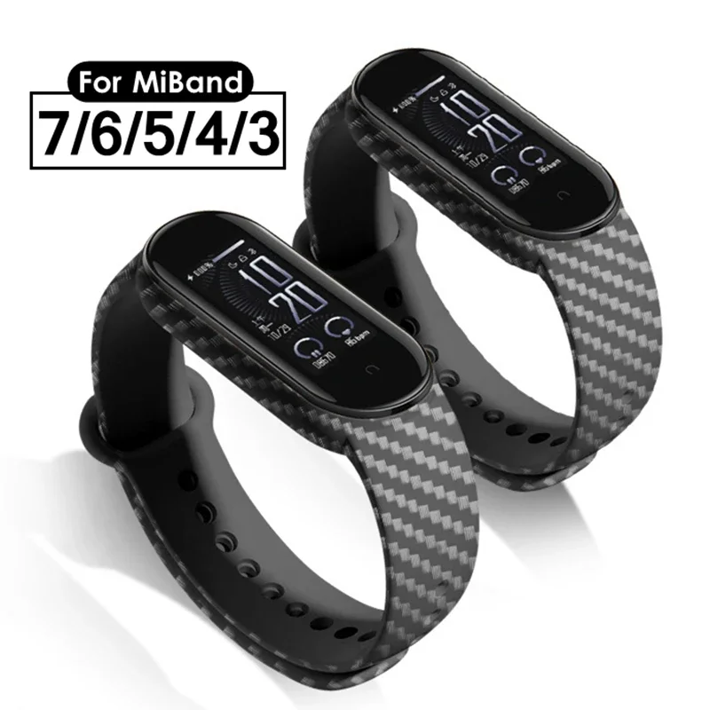 

Carbon Fiber Pattern Band Strap for Miband 7 6 5 XiaoMi Band 3 4 Soft Sports Wriststrap Belt Bracelet for Mi Band 7 6 5 Miband7