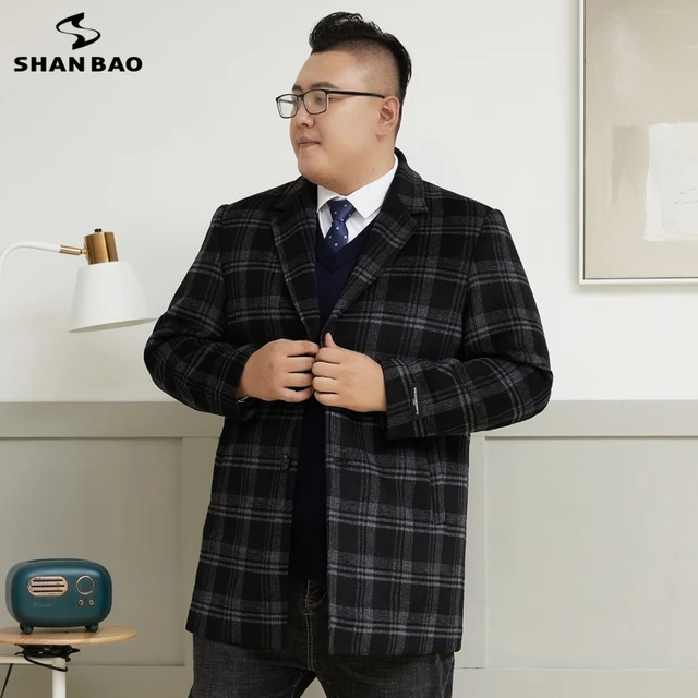 5XL 6XL 7XL 8XL 9XL plus size men s wool coat autumn and winter brand business casual thick warm plaid long loose woolen coat AliExpress 200000343