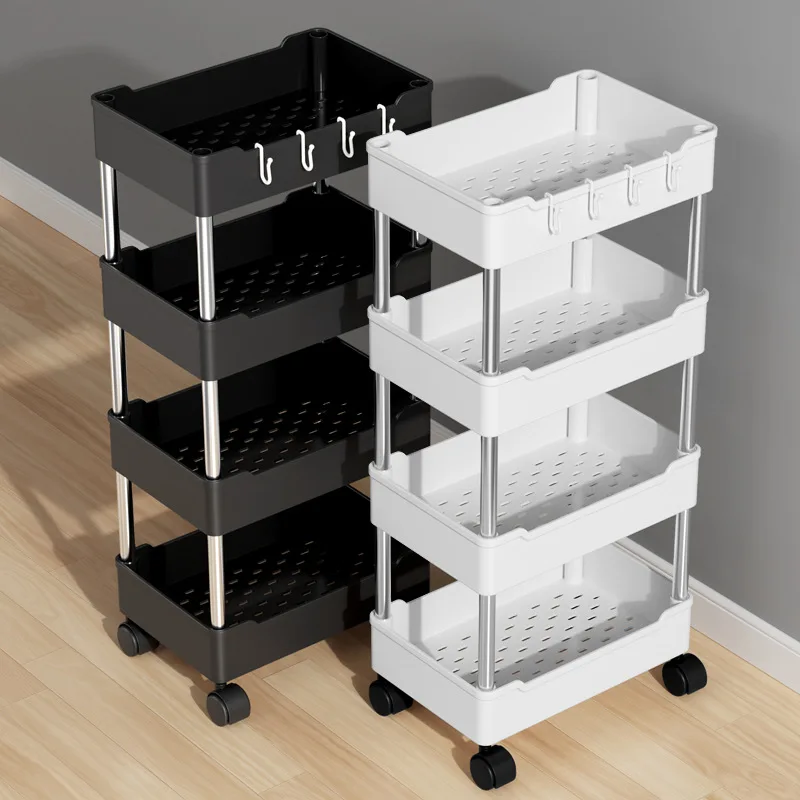 3/4Tier Storage Rack Trolley Multi-use Utility Rolling Cart Kitchen Narrow Cabinet For Household Living Room Bathroom Supplies