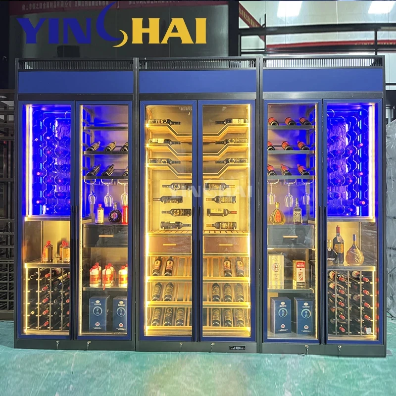 custom.Modern Solid Wood Stainless Steel Dual-Zone Constant-Temperature Wine Cabinet Commercial Home Use Living Room Furnitu