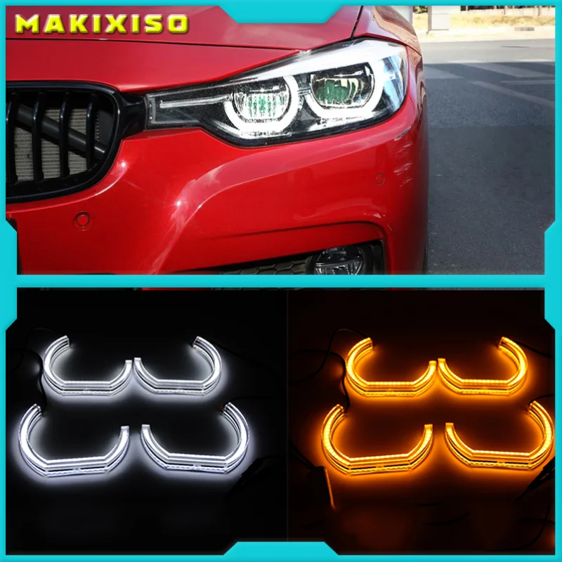 

LED Angel Eyes For BMW E60 E61 LCI 528i 530i 535i 550i M5 2007-10 Halogen Headlight Car Lights Accessories Halo 3D DTM LCI Style