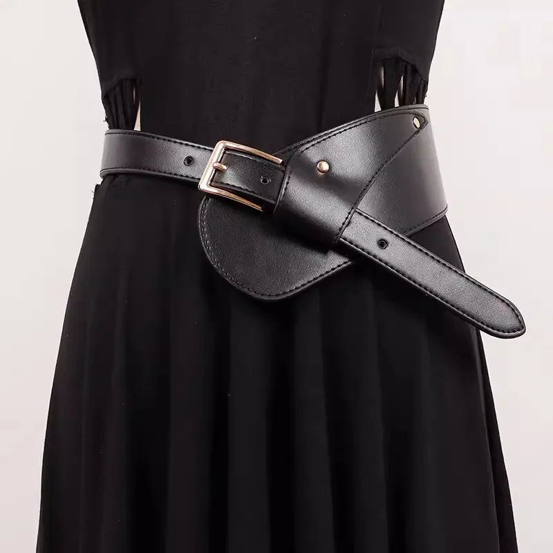 Women's Fashion White Black PU Leather Cummerbunds Female Dress Corsets Waistband Belts Decoration Wide Belt R1385