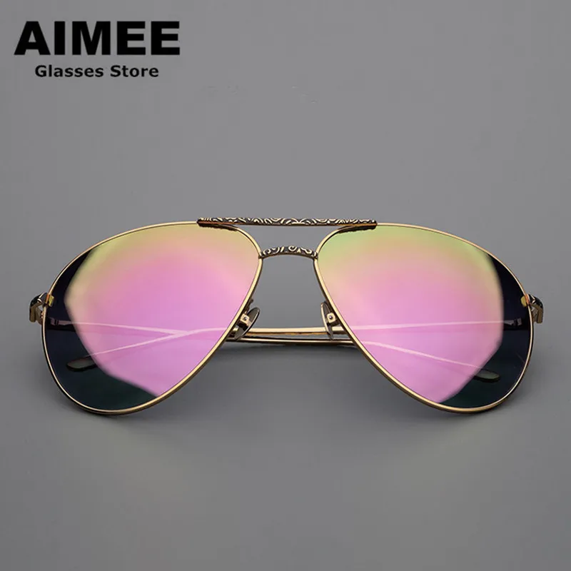 Fashion Trendy Retro Oval Polarized Sunglasses Men's Double Beam Pilot Toad UV Protect Sun Glasses Women Optical Myopia Eyewear