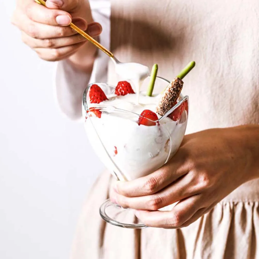 

1Pcs Glass Ice Cream Cup Dessert Serving Bowl Microwave Safe Mug for Home Cafe Bar Kitchen Dining Glass Milk Mug