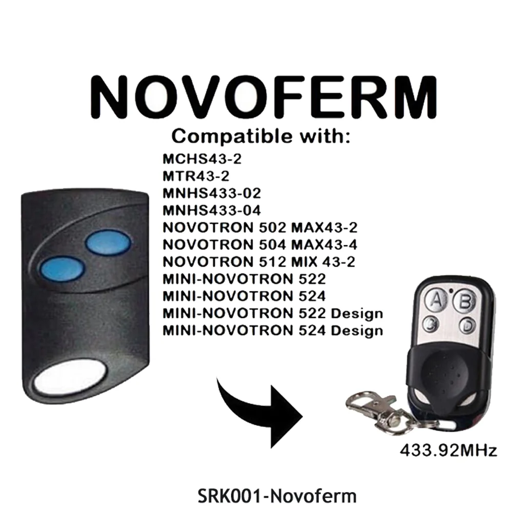 NOVOFERM Garage Door Remote Control NOVOTRON 502 MAX43-2 512 MIX 43-2 504 MAX43-4 Garage Door Opener 433MHz Rolling Code