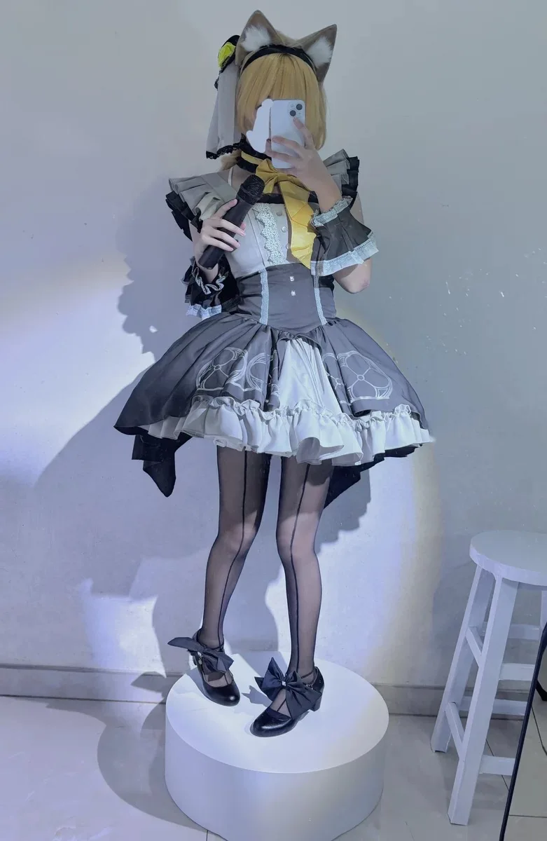 أنيمي لعبة الأزرق الأرشيف تأثيري Iochi ماري النساء هالوين فتاة فستان قلادة قبعة أغطية الرأس الجوارب فستان كامل كرنفال زي