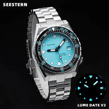 SEESTERN Horloge SUB600T Duiken Mannen Automatische Mechanische NH35 Horloges Saffier Lichtgevende Datum 200m Waterdichte Armband Retro