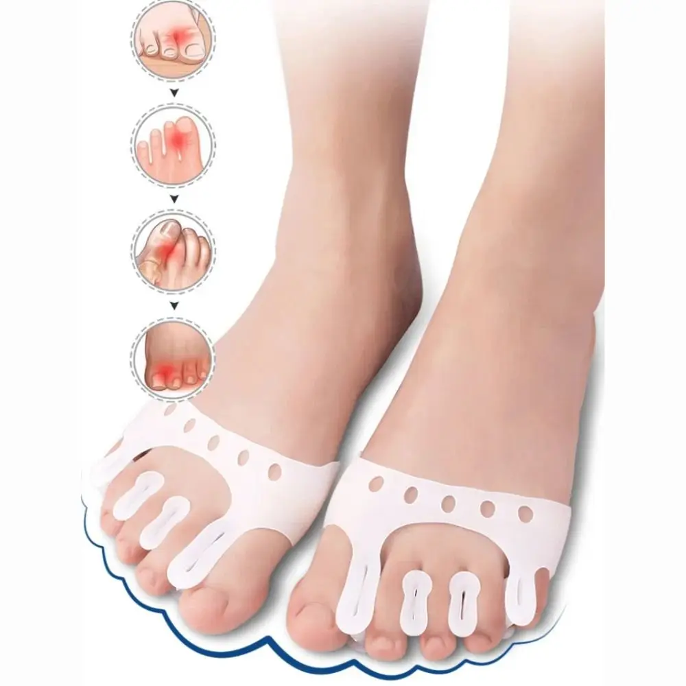 

1Pair Forefoot Pads Five Toe Separator Silicone Orthopedic Bunion Corrector Braces Hallux Valgus Spacers Toe Separator