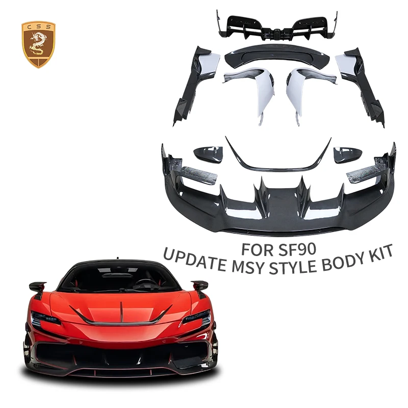 New For Ferrari SF90 Body Kit Upgrade MSY Dry Carbon Car Front Lip Spoiler Rear Diffuser Wheel Fender Side Skirt Wing Bodykits