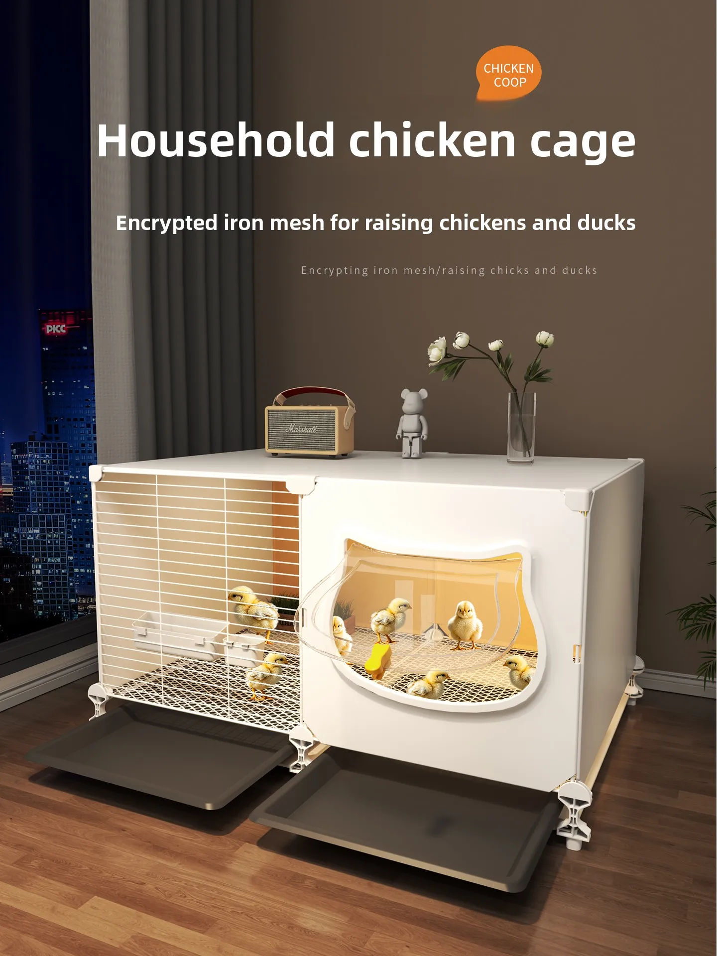 

Spacious Metal Chicken Coop with Removable Tray for Quail Duck Pet Housing