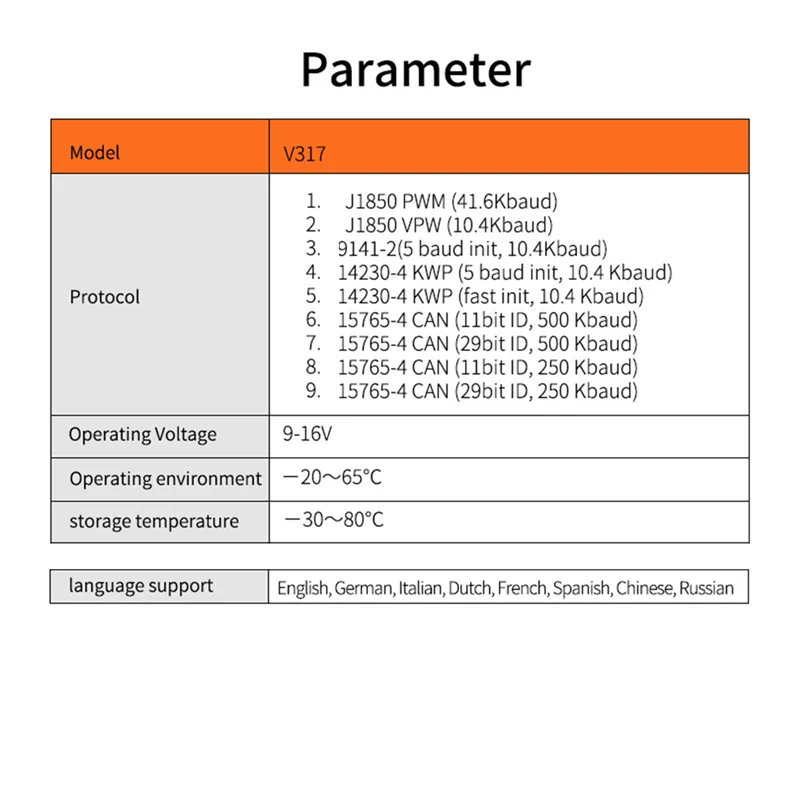 V317 Obd2 Scanner Automotive Professional Diagnostic Tool Check Car Engine Fault Light Code Reader Vehicle Reset