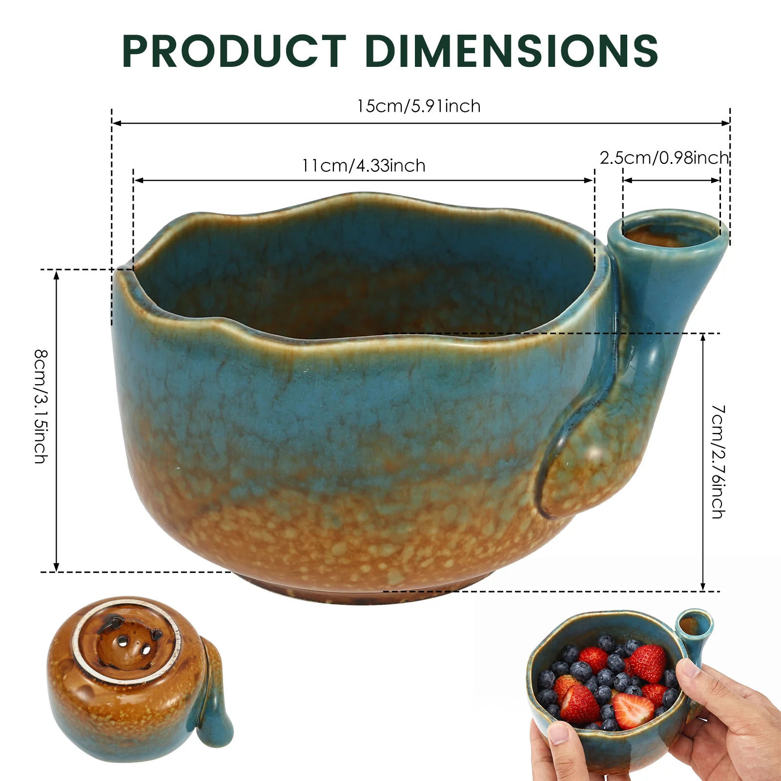 Ceramic Berry Washing Bowl Self Rotating Swirl Water Clean Quick Drain Design for Strawberry Blueberry Grape Cherry Kitchen Tool