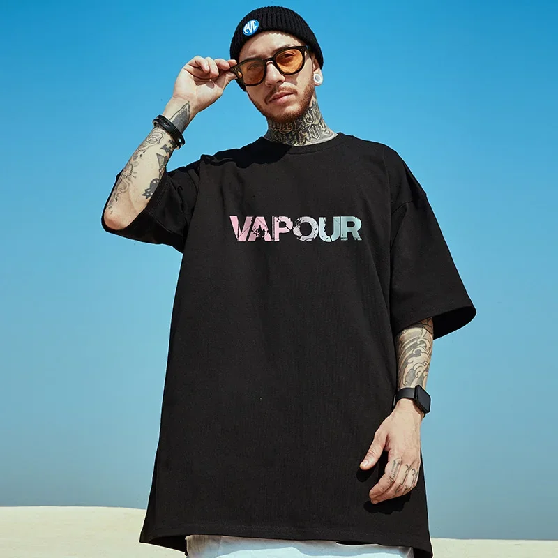 Vapour David Printed Oversized T Shirts For Men Loose Hip Hop Fashion T-shirts Male Summer Casual Y2K Streetwear Tee Shirt