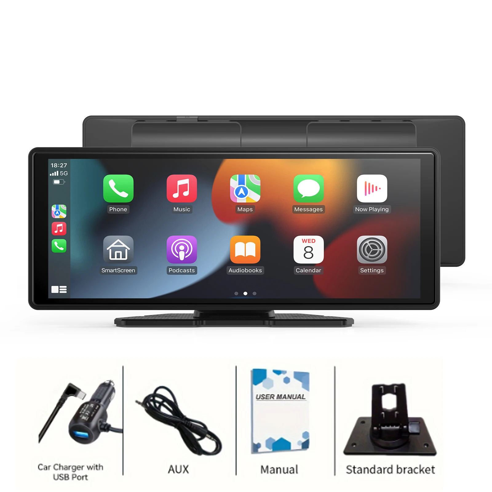 

"10'' Portable CarPlay Screen, Wireless Android Auto and Backup Camera, Bluetooth/Navigation/Voice Control/Mirror Link"
