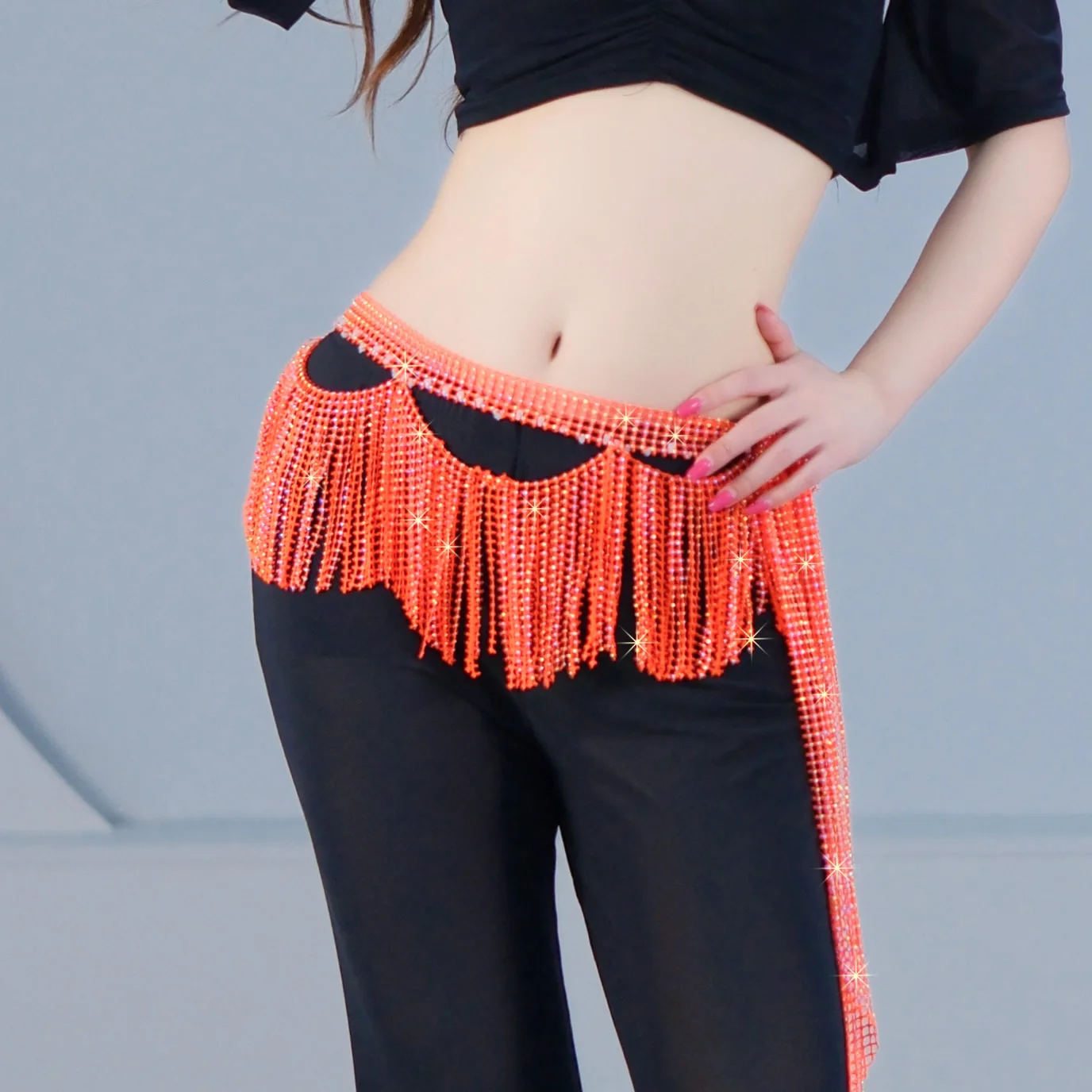 

Belly Dance Hip Scarf with Tassel Women Waist Wrap Stage Performance Accessory Dancer Show Outfit 2026 Purple Orange
