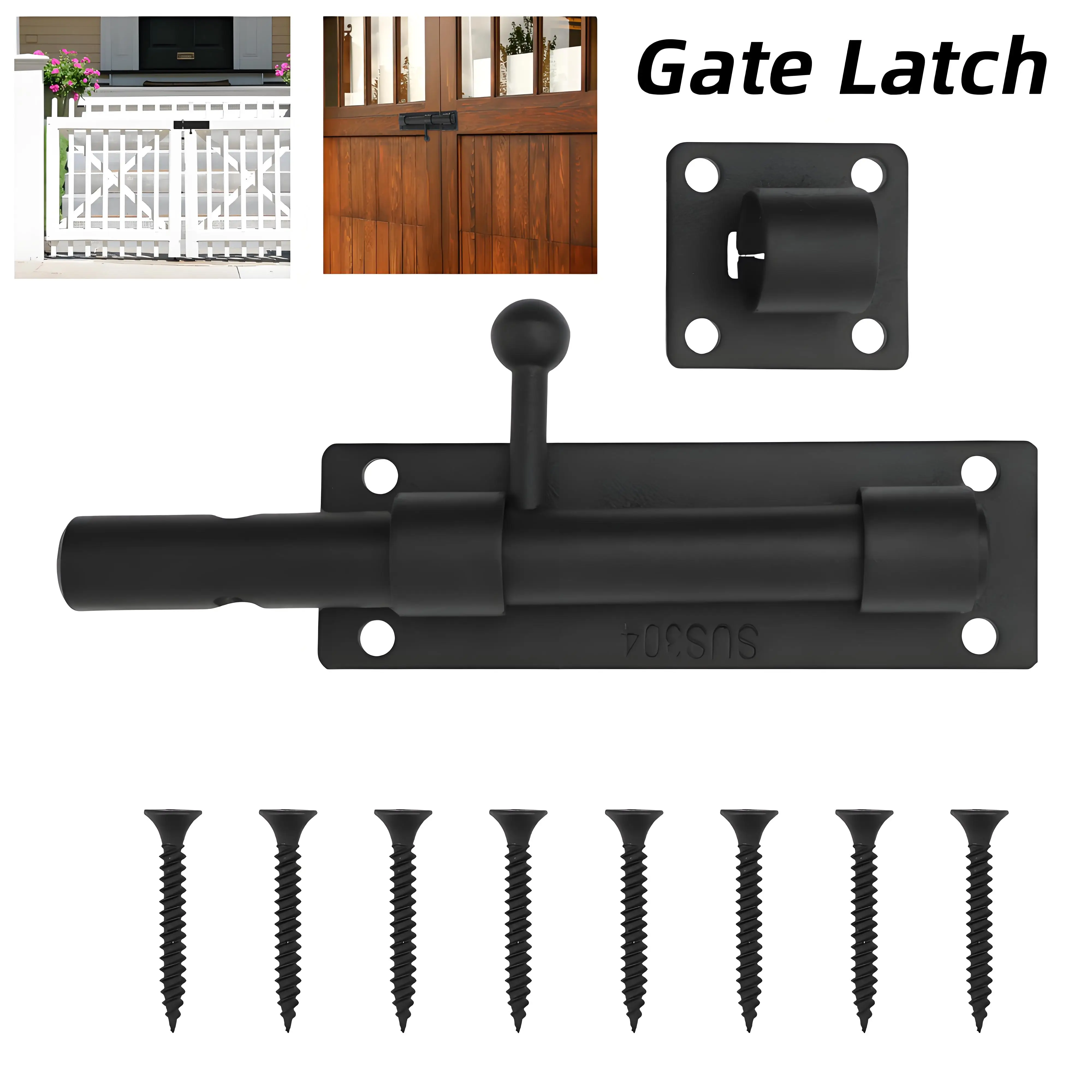 

2 Pcs Slide Bolt Lock Portable Sturdy Gate Latch Stainless Steel Heavy Duty Safe Sliding Lock for Outdoor Shed Barn Door Fence