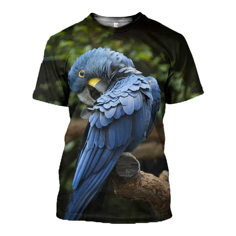 Funny Animal Parrot Figure 3d Print Summer Men Women Streetwear Crew Neck T-shirt Oversized Casual TShirt Fashion Unisex Clothes