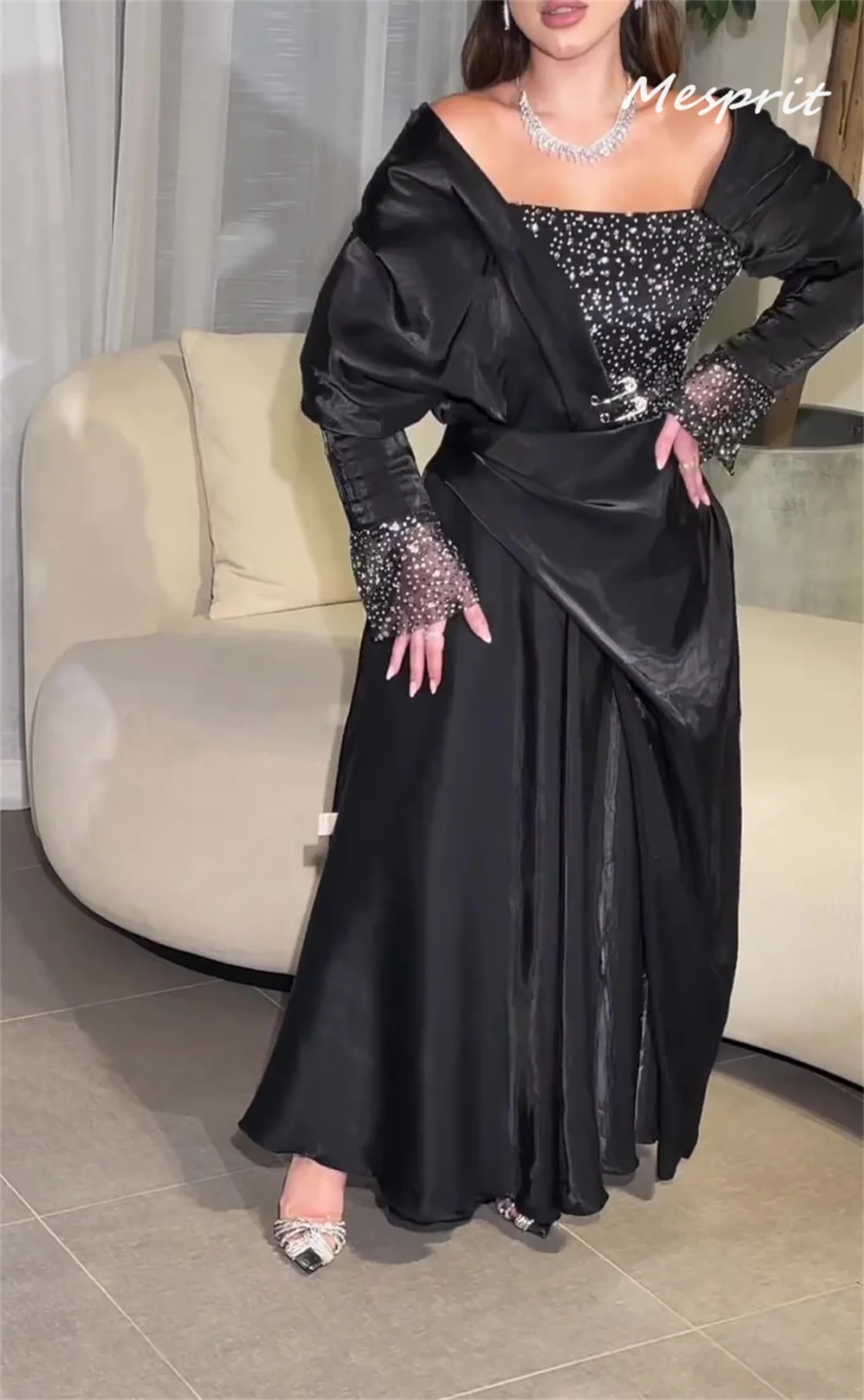 Ball alta qualità porecaratteristica a-line Anke lunghezza abito strass drappeggiato Chiffon personalizzato Arabia saudita es