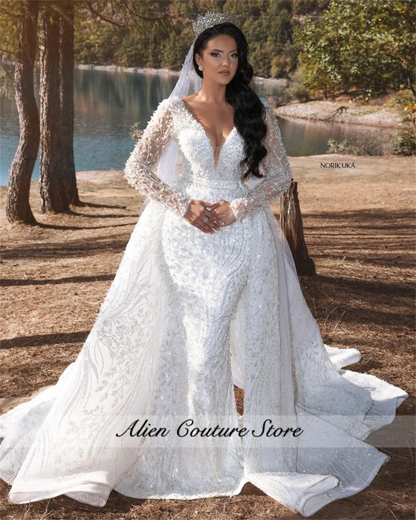 

Gorgeous Mermaid Wedding Dress Luxury Woman 2024 Bead Crystals Elegant Sweetheart Glitter Bridal Gowns Vestido De Noiva Customiz