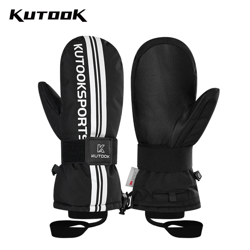 KUTOOK Thickened Adult Youth Professional Snowboarding Gloves Windproof Winter Warm Snow Gloves Snowmobile Five-finger Gloves