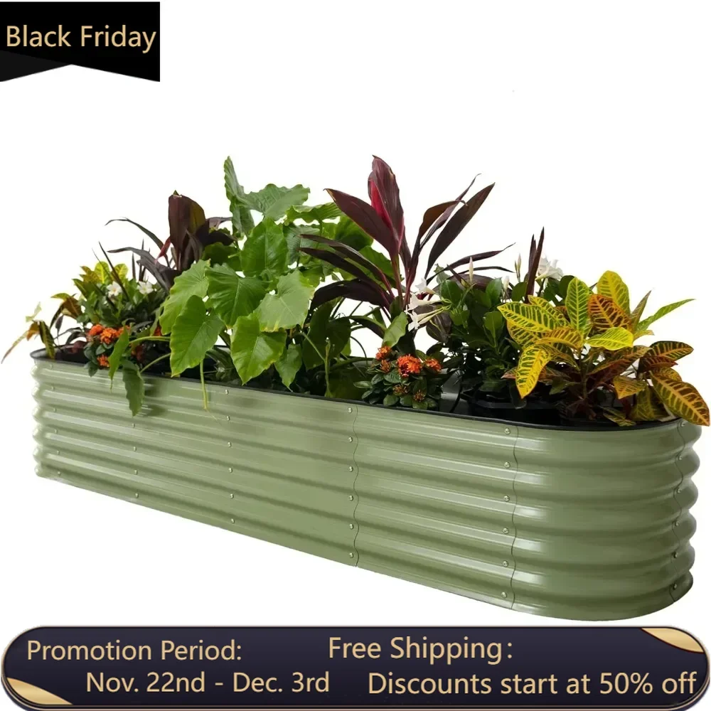 

Garden elevated garden bed kit, 17 inch high 9 in 1 8 feet x 2 feet metal elevated flower pot, ground flower pot box