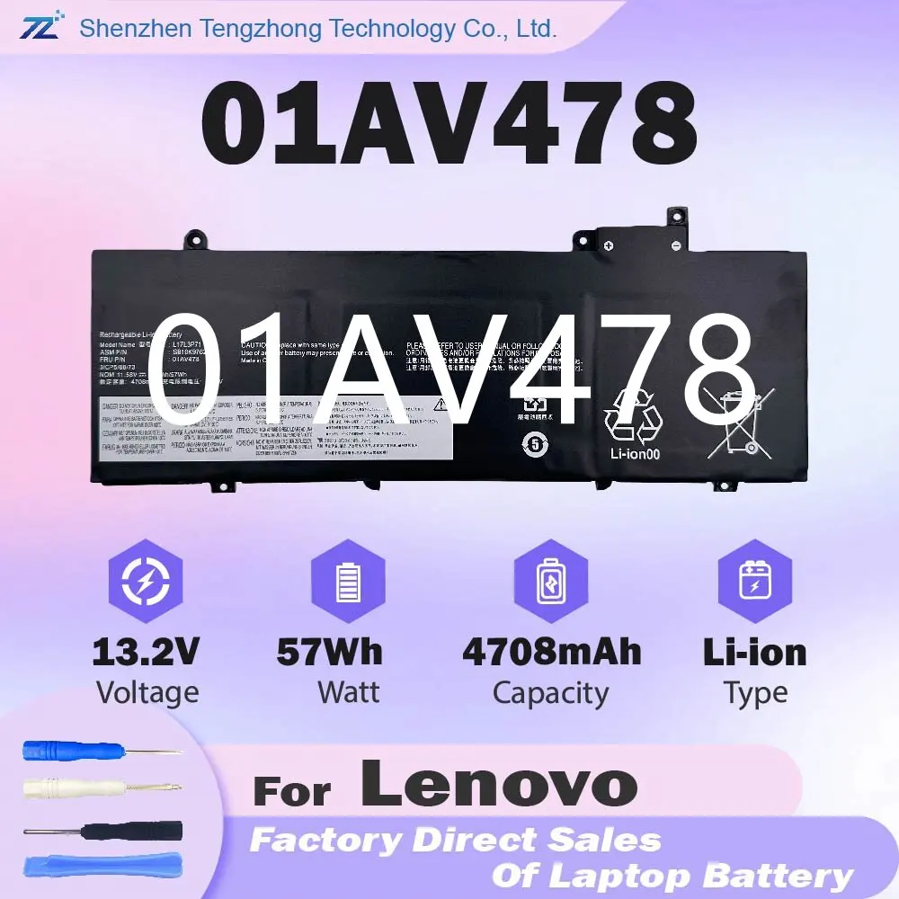 01AV478 01AV479 L17L3P71 L17M3P72 Original Laptop Battery Compatible with Lenovo ThinkPad T480S Series Notebook 01AV480 L17M3P71