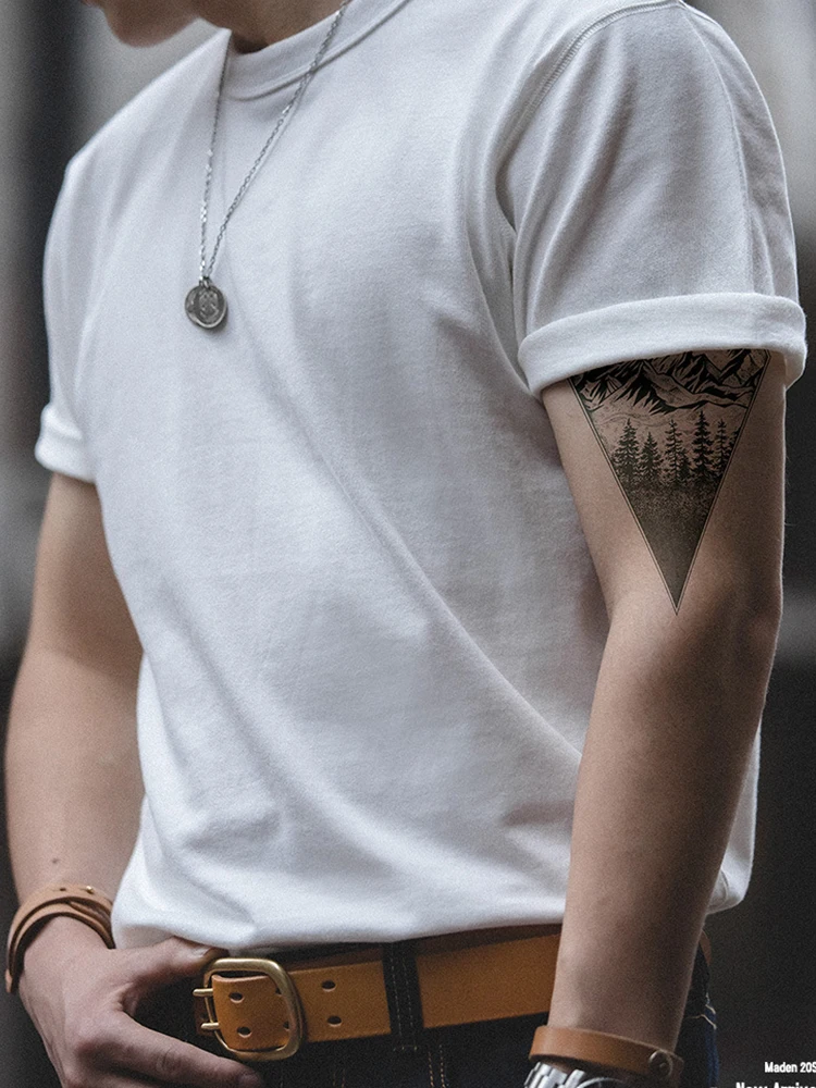 

Maden Workwear American Retro Thi Pure Cotton ort Sve Men's Tee Color Carbon Fiber Basic T-irt Casual Sle