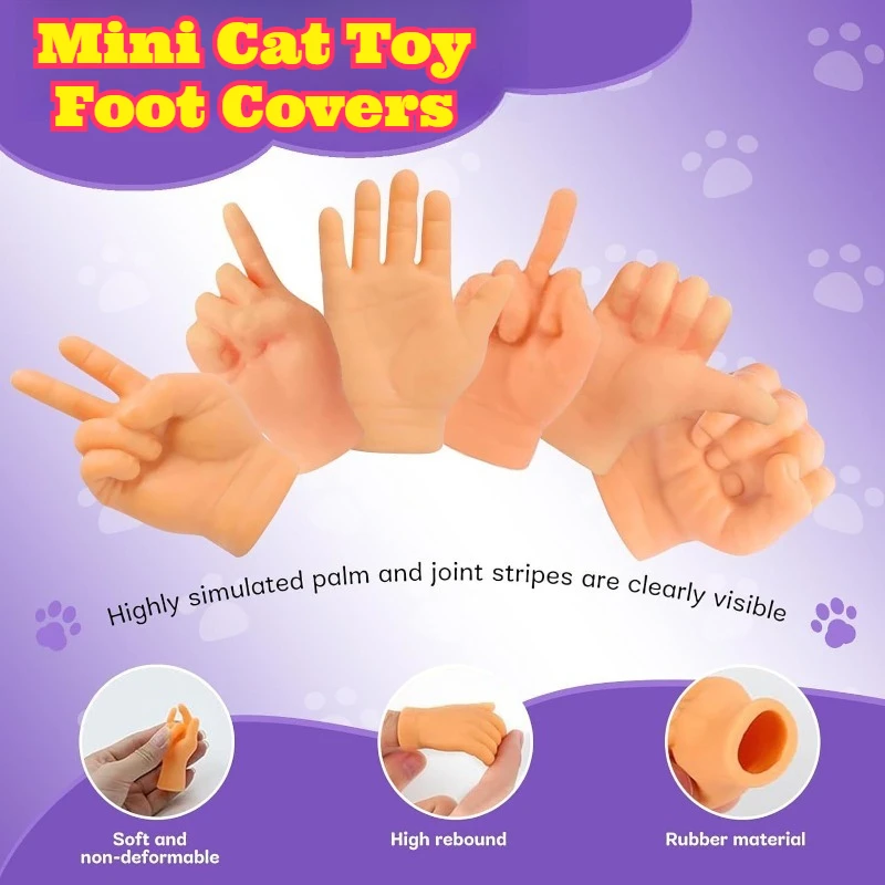 

Cat Toys Interactive Kitten Glove Socks Set 7PCS Mini Elastic Feet Paws Play Glow The Dark Night Fun Pet Cats Training Grooming