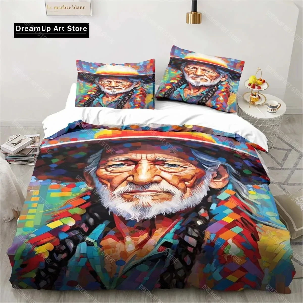 

3D Print Fashion Willie-Nelson Bedding Set Boys Girls Twin Queen Full Size Duvet Cover Pillowcase Bed Adult Bedroom