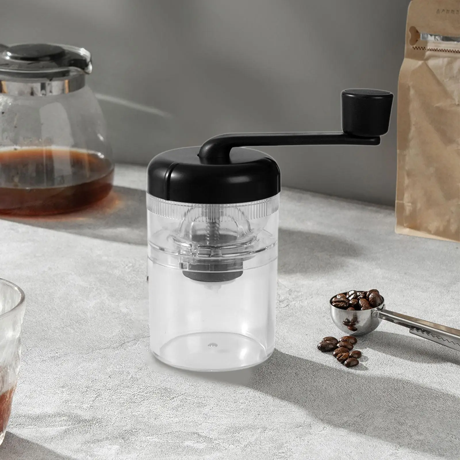 Manual Coffee Bean Grinder Compact Hand Crank Adjustable Ceramic Burr Mill for Travel Kitchen Home Office Coffee Gear