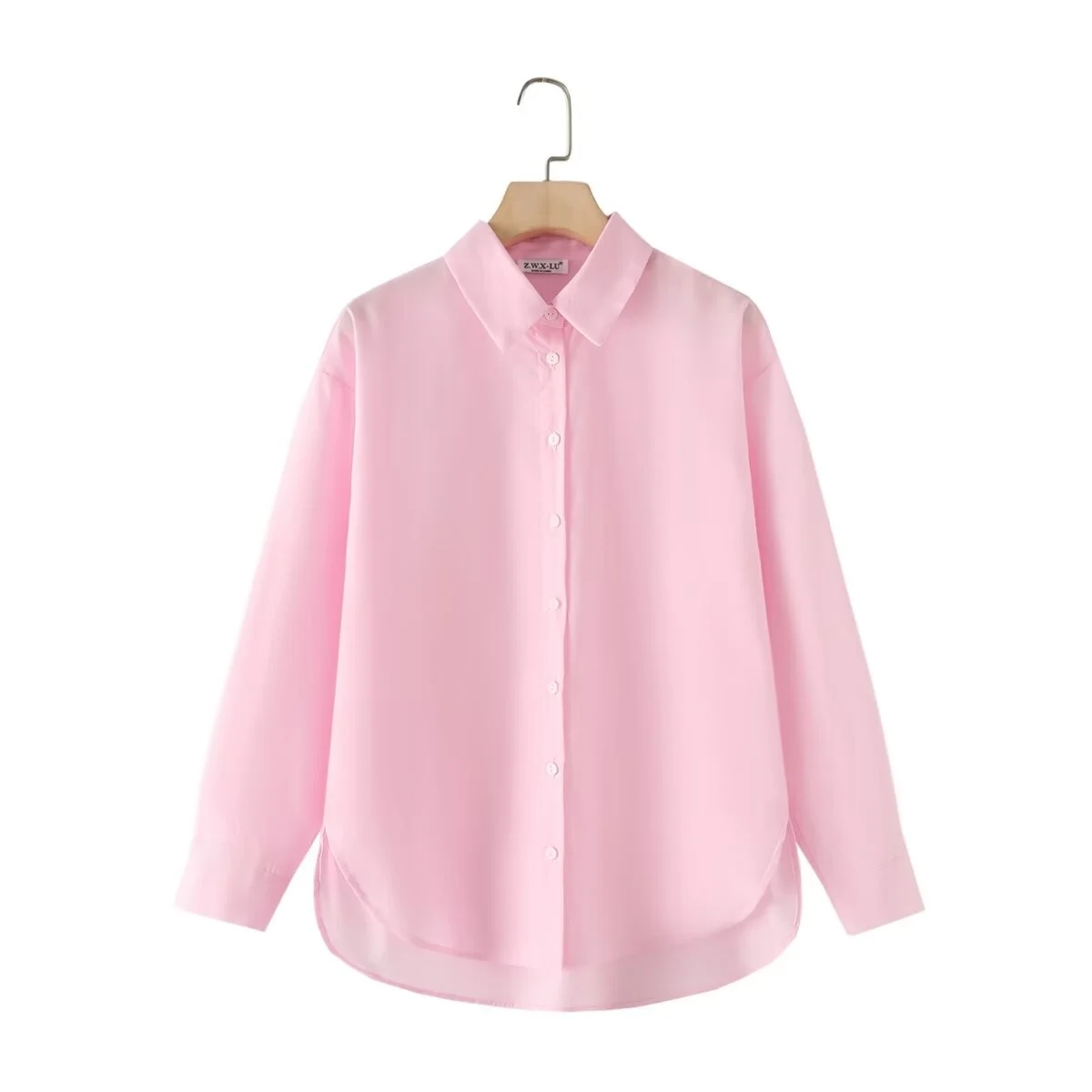 

ZAB Autumn New Women's Loose Cotton Comfortable Long Sve irt Design Street Sle Pure Color Polyester Fiber Blouse