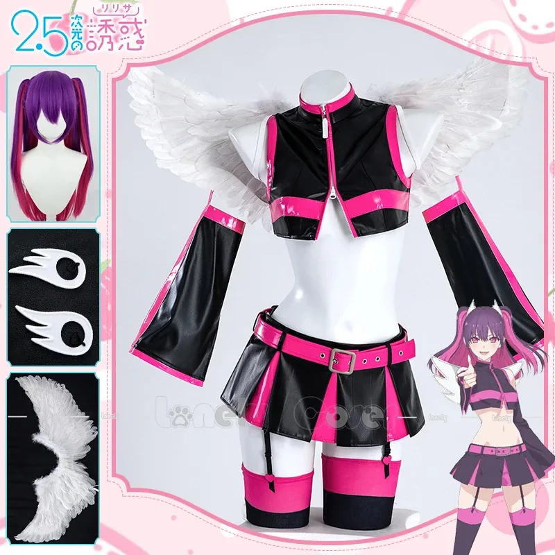 

Mikari Tachibana Cosplay Costume Wig Anime 2.5 Dimensional Seduction Black Uniform Skirt Wing Hairband Halloween Girls Women