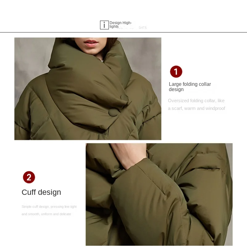 Mid-length Winter Coat Female Women Jacket Stand-up Collar Windproof Thickened Warm Down Jacket Retro Fashion Casual Coats Down