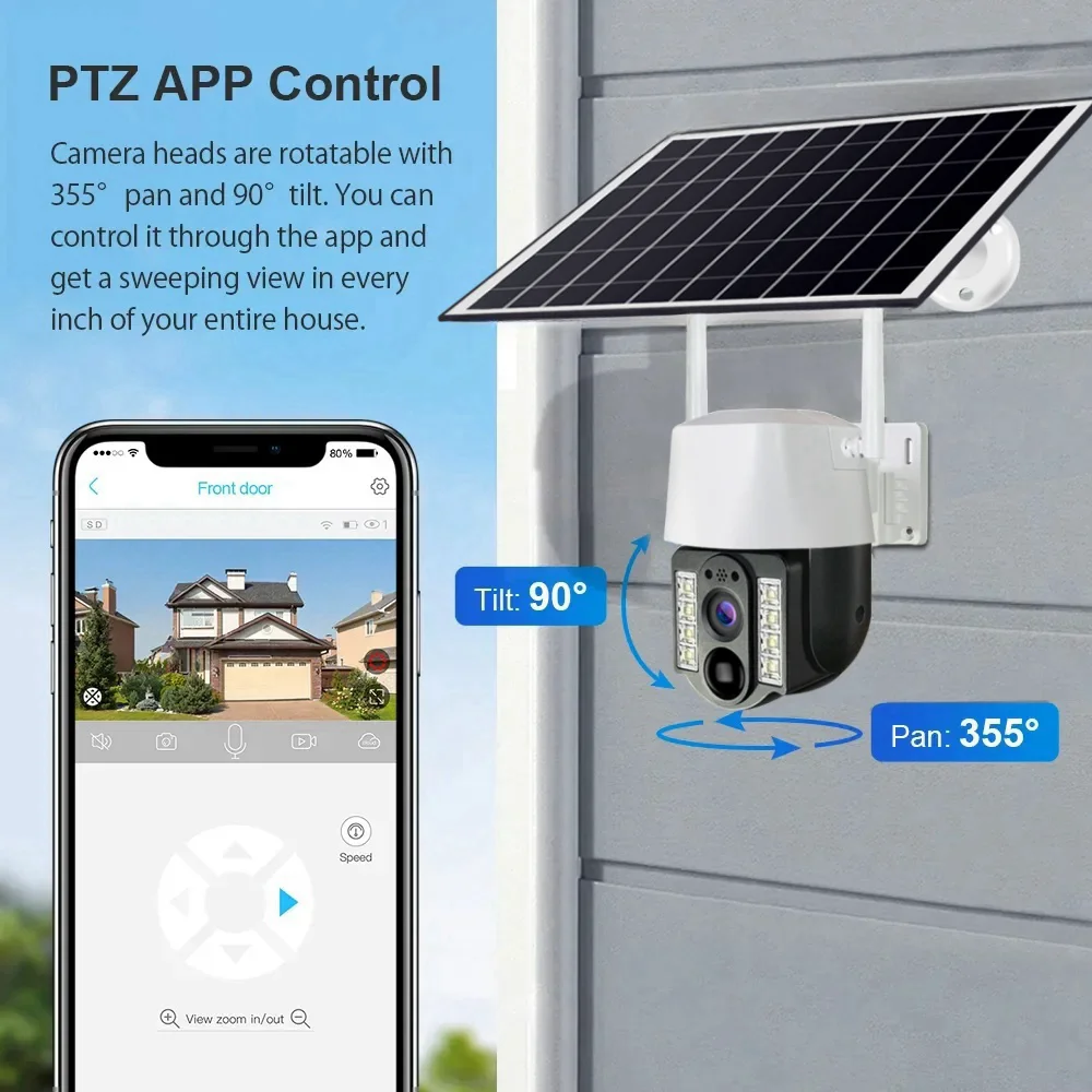 كاميرا تعمل بالطاقة الشمسية في الهواء الطلق 4G HD مع بطاقة Sim كاميرا ويب IP لاسلكية بطارية منخفضة تعمل بالطاقة كاميرات AOV حماية أمن الوطن الذكي CCTV