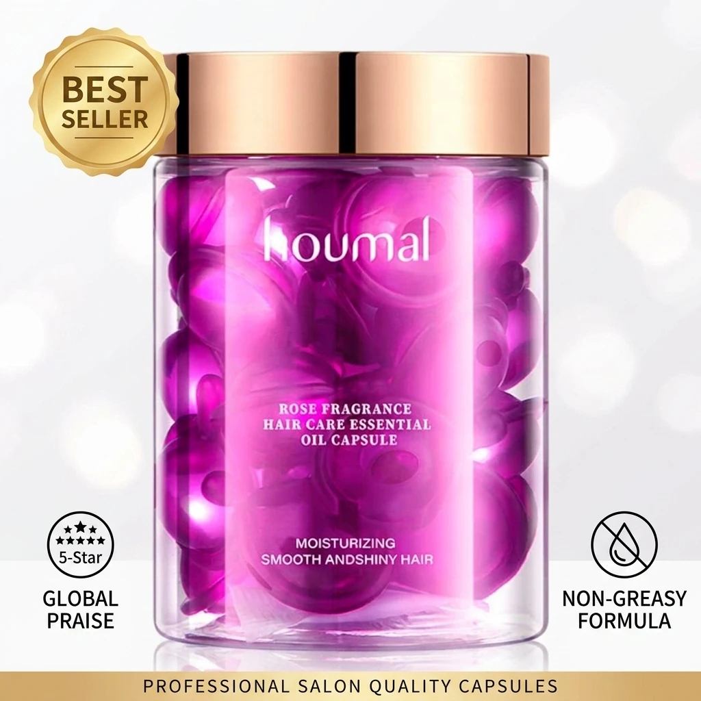 Rose Essential Oil Capsules Supple Dry Hair Keratin Plant Complex Oil Dry Damaged Hair Repair Female Hair Care Damaged Hair 30pc