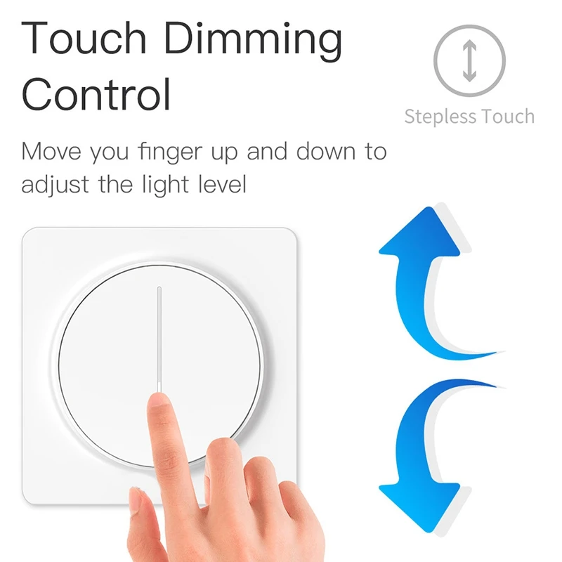 Tuya Smart Wifi Dimmer Switches, Press Dimmable Panel Light Switch 100-240V, Compatible With Alexa Google Home EU Plug