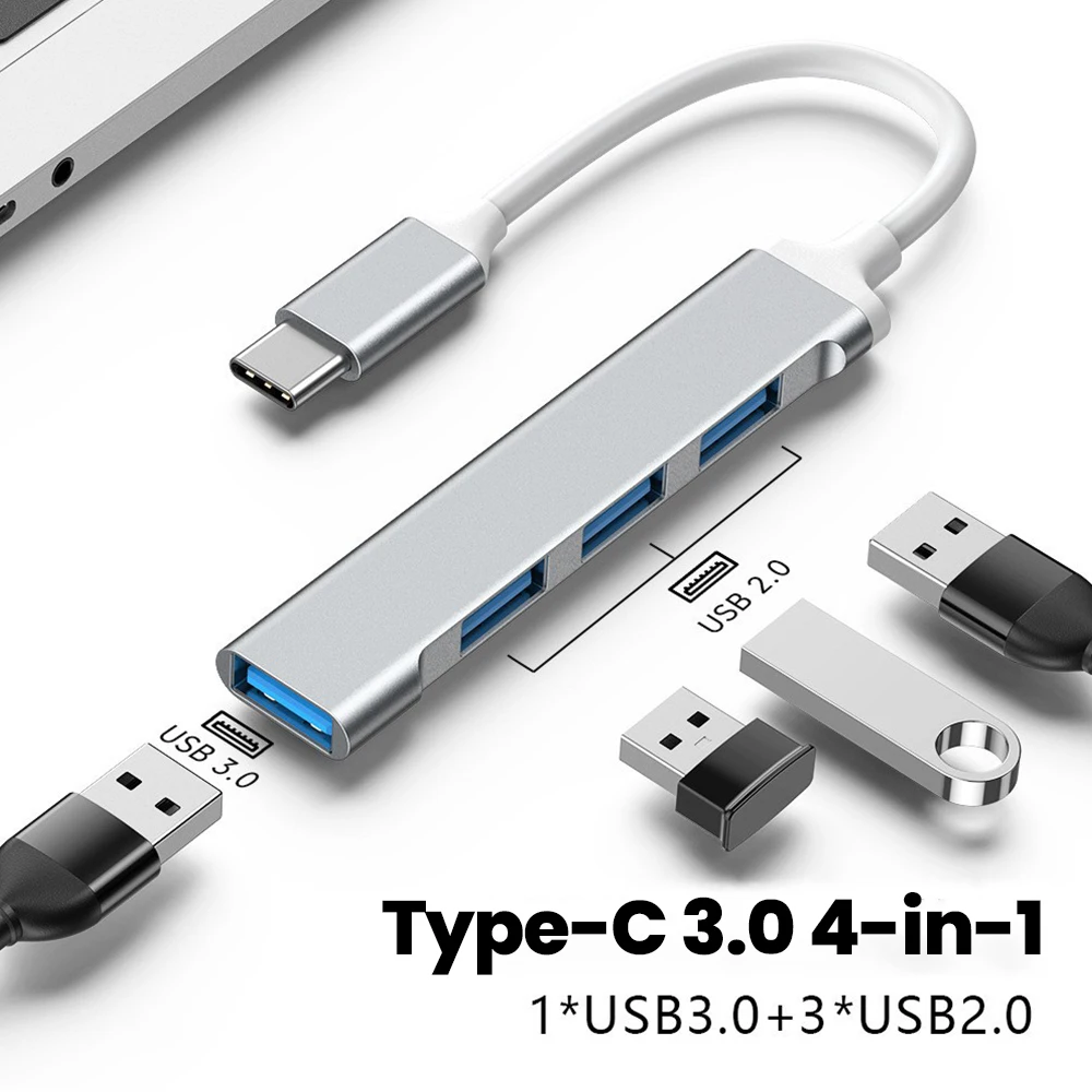 USB C Hub USB Hub 3.0 2.0 USB Splitter 4 in 1 USB Extender USB Distributor Type C Dock Station For PC Computer Accessories
