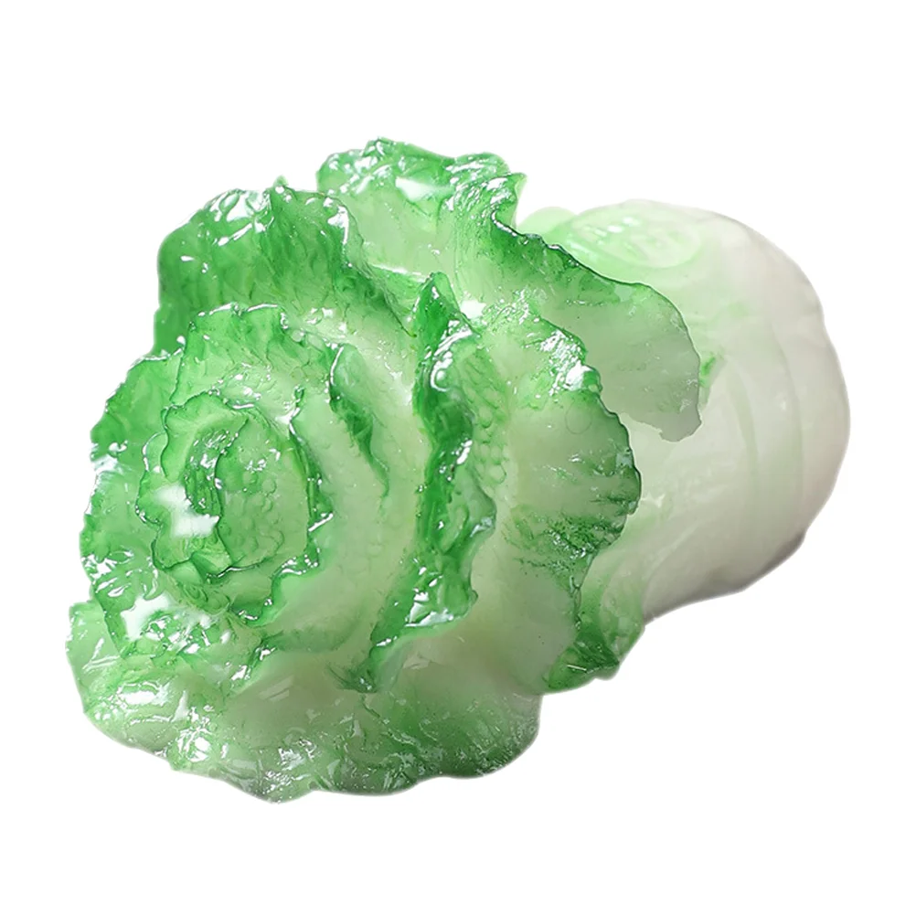 Cabbage Fortune Ornaments Discoloring Tea Pet Drinking Prop Tray Desktop Decor Resin Shaped