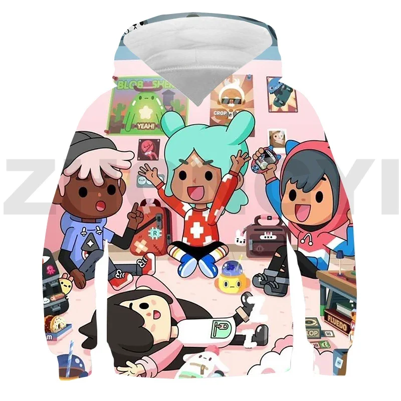 Fashion Children Game 3D Toca Life World Game Hoodie Teenager Anime Toca Boca Sweatshirt Oversized Pullover Kids Streetwear