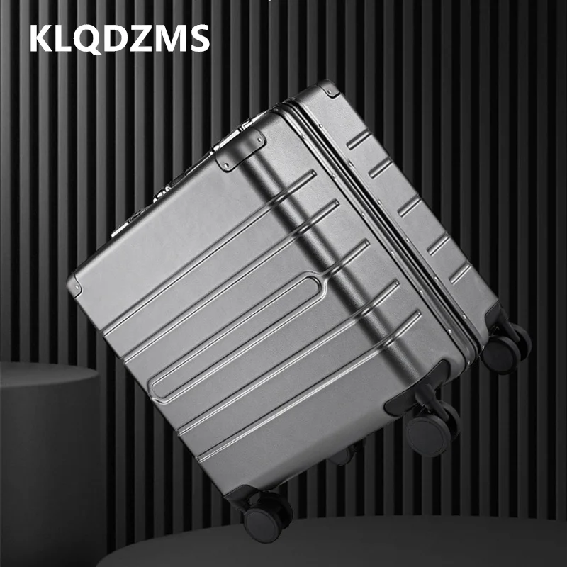 KLQDZMS Walizka podręczna 18 cali, wykonana w całości z aluminium i stopu magnezu, mała walizka na kółkach dla mężczyzn, bagaż biznesowy