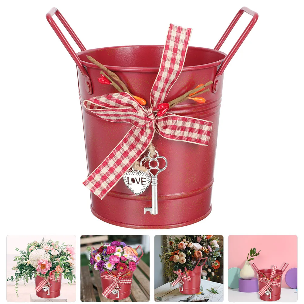 

2Pcs Metal Bucket Flower Pot Candy Tin Container for Small Plants Succulents Household Plant Storage Organizer
