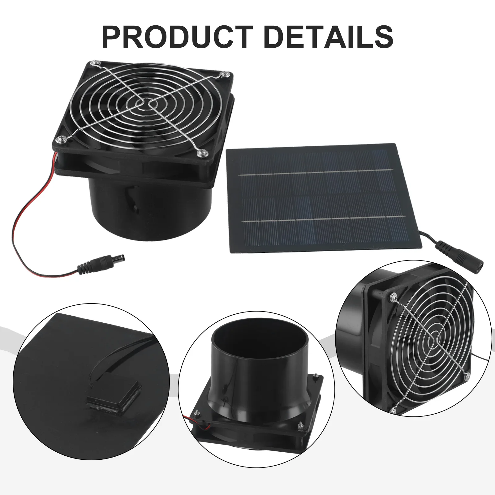 50W 5-12V Solar Exhaust Fan Solar Panel Monocrystalline Silicon PET For Outdoor Cooling Kitchen Greenhouse Pet House Attic Barn