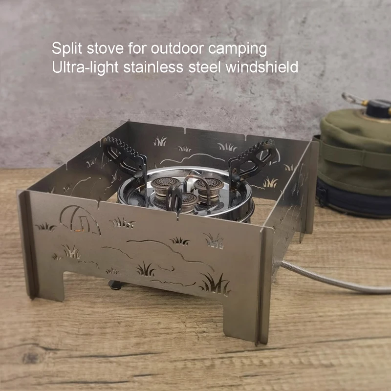 For Snowline SN95UGG003 Stainless Steel Windshield for Split Stove Portable Burner Stand Picnic Windbreak Camping Supplies New